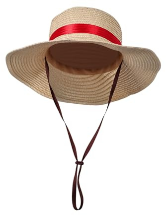 Monkey D Luffy Straw Hat Luffy Costume Anime Cosplay Sun Beach Hats with String Pirate Hat Halloween Dress up Props