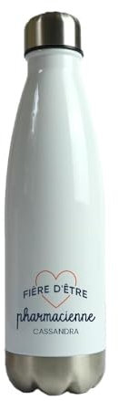 CADEAUX.COM - Gourde Personnalisable -Fière d'être pharmacienne - Gourde Isotherme Personnalisée - 500ml - Bouteille Thermos avec Message - Idée Cadeau Original- Cadeau Homme - Cadeau Femme