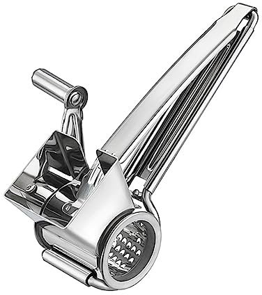 BESTonZON Rallador de Queso Rallador de Manivela de Acero Inoxidable para Queso y Rebanador Plateado para Cocina Restaurante Pastelería Tienda de Postres 1 Pieza