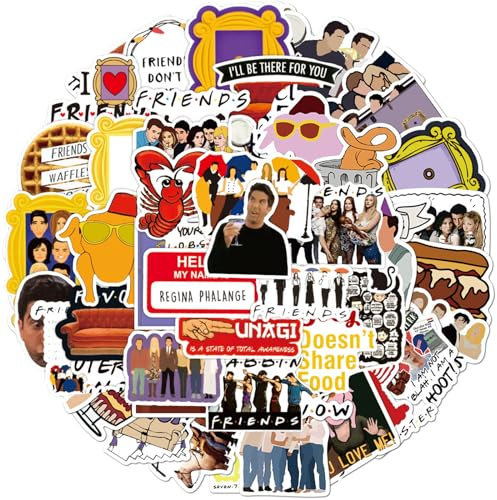 BDSHUNBF 100 Stück Friends Aufkleber, Wasserfeste Vinyl Stickers, Friends Cartoon Graffiti, Wasserdichte Aufkleber, für DIY Dekoration, Laptop, Skateboard, Wasserflaschen, für Teenager Erwachsene