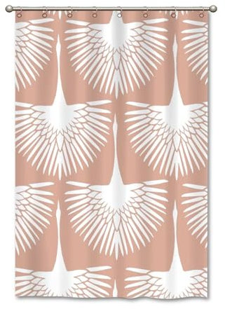 Guangpat Blush Pink Swan Flock Shower Curtain Set with Hooks Chinoiserie Style Shower Curtains for Bathroom Asian Inspired Bath Curtains Bathroom Decor Polyester Fabric Shower Curtains with Holes