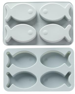Silikonbackform 2 Stück Silikon Reiskuchen Backformen, 4 Niedliche Kleine Fische, Handgemachte Seifen Schokoladenformen Aus Eisboxen