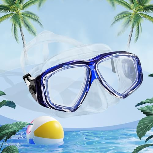 mizikuu Occhiali da Nuoto Unisex Adulto, Maschere da Immersione Regolabile Occhialini da Nuoto Anti UV Maschera Subacquea con Vetri Temperati per Immersioni Subacquee e Snorkeling