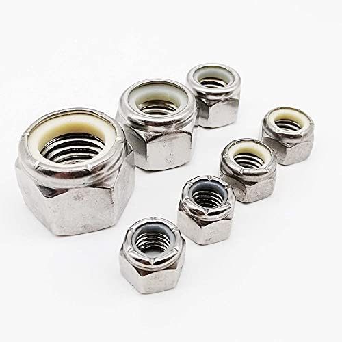 Dado in metallo, Dado Esagonale Completo, 1-25 Pezzi UNC 2#-56 A 3/4-10 304 A2-70 Acciaio Inossidabile UK US Filettatura Grossa Inserto Esagonale In Nylon Controdado Esagonale Autobloccante Nylock Con