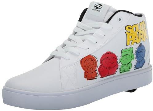 HEELYS Herren Racer Mid Schuhe mit Rollen, Weiß/Schwarz/Gelb, 47 EU