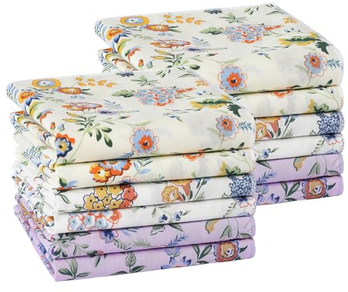 Blumen-Stofftaschentücher damen, weiche Baumwoll-Taschentücher für Frauen | 100% Baumwolle, für Alltag & Hochzeit, Maschinenwaschbar, Weich zur Haut und langlebig, Buntes Muster