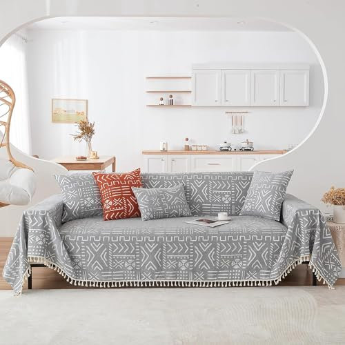 Xisnuient Extra Weiche Sofa Kuscheldecke 1 2 3 4 Sitzer Boho Deko Mehrzweck Sofa überzug Big Sofa Decke XXL Tagesdecke Bettüberwurf Überwurf Für Bett Vier Jahreszeiten (Grey,180x340cm)
