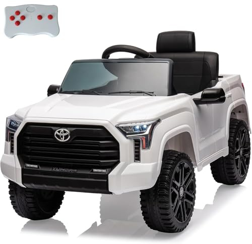 12V Rutschauto für Kinder, lizenzierter Toyota-Rutschauto, batteriebetriebenes Elektroauto mit Fernbedienung, LED-Leuchten, Federungssystem, Doppeltüren, Sicherheitsgurt, Rutschspielzeug für Kinder