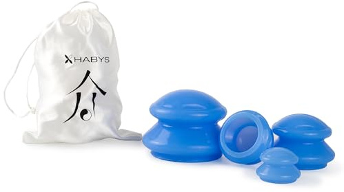 Habys Silikon Schröpfgläser Schröpfköpfe | Saugglocke Massagegerät | Anti Cellulite Schröpfset Cuppin Set | 4 Stück (Blau)