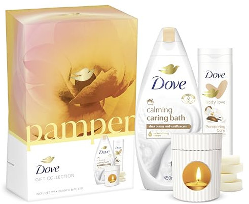 Dove Pamper Women's Gift Set Collection For Her with a wax burner & melts 2 piece