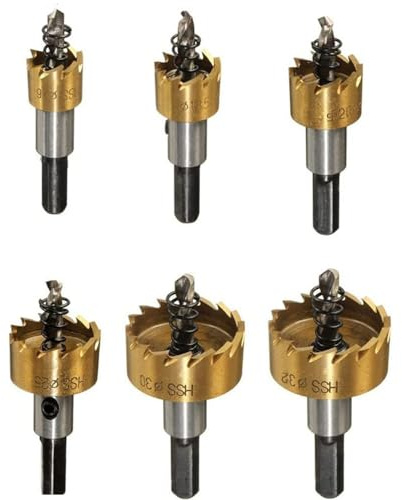 Bestgle 6Pcs HSS Drill Bit Hole Saw Cutter Set, HSS Core Drill Bit Metal Hole Opener Cutting Tool 16mm 18.5mm 20mm 22mm 25mm 32mm