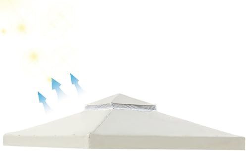 Cubierta impermeable de repuesto para cenador de 3 x 3 pies, para refugio de barbacoa, toldo de parrilla de 2 niveles, resistente a los elementos exteriores, color beige, ideal para patio, jardín y