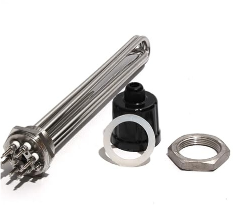 KEUQIXMR Élément chauffant avec sonde/vis de terre DN32 1 1/4 filetage BSP 3U thermoplongeur électrique tubulaire 3/4.5/6/9/12KW(Heater Nut,220V- 3KW)