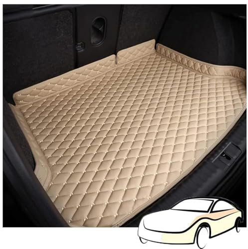 MNBHJGR Auto Leder Kofferraummatten für BMW 5er G30 Limousine (2017–2020) 520 530 525 540 535, Cargo Teppich Kofferraumwanne Hohe Seite Schutzmatte Kofferraum Kratzfeste ZubehöR,D Beige