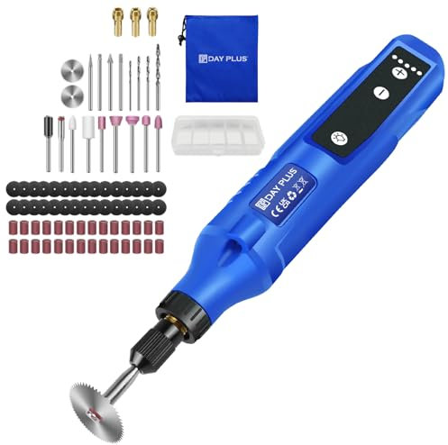 Rotationswerkzeug Akku Multifunktionswerkzeug mit 1500mAh Akku, Graviergerät Gravurwerkzeug 80 Multifunktionswerkzeug Zubehör Set mit 5 Gang, 3000-18000RMP, Led-Licht