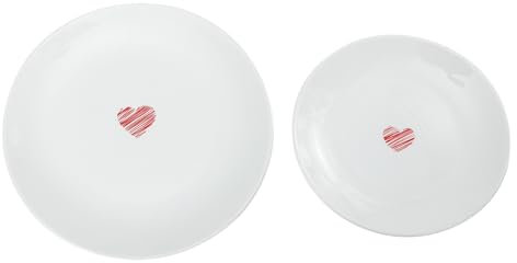 MAGICLULU Set di 2 Piatti da Torta A Forma di Cuore in Ceramica per Servire Dolci E Altri Piatti Multiuso Adatti per Colazione Snack E Pasti Adatti Forno A Microonde.