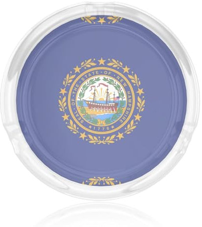 Ceniceros de cristal con bandera del estado de New Hampshire para cigarrillos, ceniceros de vidrio decorativos, bandejas redondas para ceniceros para el hogar, la oficina