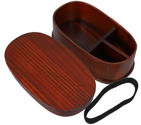 BRIGHTFUFU Caja Bento De Madera Retro Para Almuerzo y Picnic Contenedor De Comida Reutilizable Para Estudiantes y Oficinistas