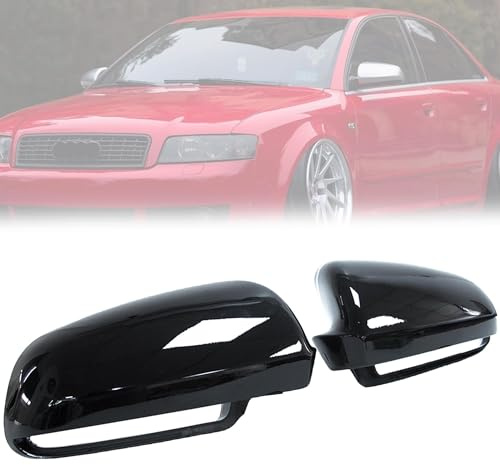 L+R Spiegelkappen Außenspiegel Schwarz Abdeckkappen für AUDI A4 B6 A4 8H A4 B7 S4 8E 2000-2009 A6 C6 4F 2004-2008