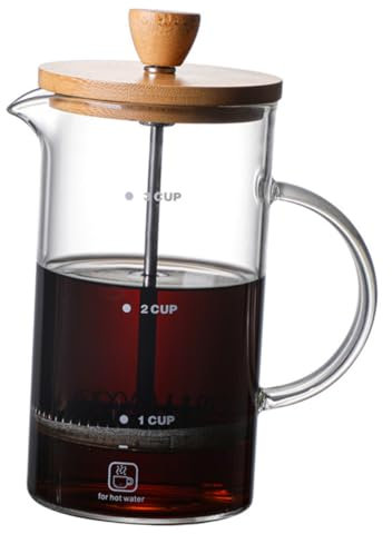 UKCOCO Cafetera de Vidrio Prensa Francesa Reutilizable Café de Limpiar y Rápida Extracción de Sabores