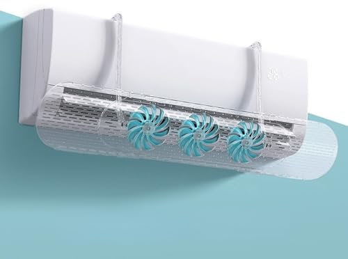 Deflector Aire Acondicionado, Aire Acondicionado Split Deflector Retráctil con 3 Aspas de Ventilador, Extensor de Ventilación de Aire, Anticondensación(Blue)
