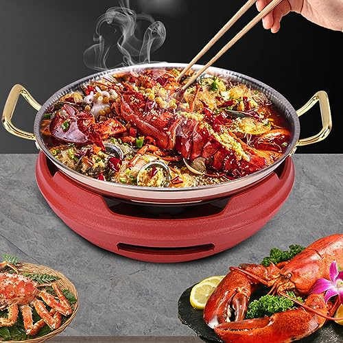 IEOWY Padella per Paella Spagnola in Acciaio Inox Antiaderente Non Rivestita, 10 Misure, con Doppi Manici, padelle martellate a Mano, pentole per Case o ristoranti, Piatti (Oro Rosa 18 cm)