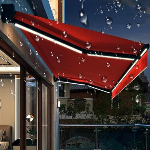 Tenda da sole motorizzata retrattile di alta qualità con mantovana estensibile per esterni per cortile e balcone, colore grigio, 3 x 2 m, protezione UV e facile installazione
