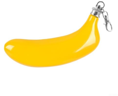 Zeroupshop Fiaschetta a forma di banana in acciaio inox da 141,7 g con coperchio in rame e imbuto, bottiglia di whisky dal design unico per avventure all'aperto, matrimoni o regali in giallo, verde