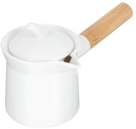 jojofuny Théière en Céramique Blanche 300 Ml Couvercle et Poignée Pot à Thé Japonerie pour Infusion Maison Cafetière Pratique pour Thé et Lait