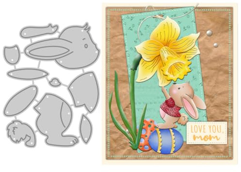 Sredwtk Frühling Osterhase Stanzschablonen Ostern Metall Prägeschablonen Stanzformen Schneiden für DIY 3D Karte Sammelalbum Scrapbooking Fotoalbum Deko