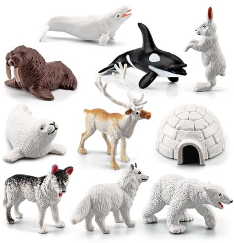 Eisbär-Spielzeug, 10 Stück Tierfiguren für Kleinkinder, realistisches kognitives Eisbär-Tierspielzeug, Simulation arktischer Figuren, Desktop-Arktis-Dekor-Lernspielzeug für Jungen und Mädchen