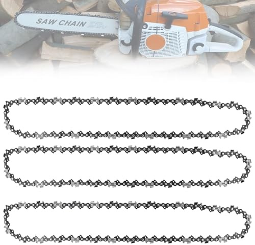 3 Pack 16 Inch Chainsaw Chain 3/8 LP Pitch .050 Gauge 57 Drive Links | Semi Chisel Saw Chains for 16 (40cm) Bar Compatible with Titan, Black & Decker, Einhell, Ryobi and More
