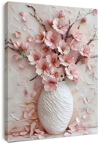 Alptiny Pink Blossom Canvas Wall Art - Elegant Floral Vase Artwork for Living Room, Bedroom, and Hallway, Beautiful Flower Wall Decor for Home