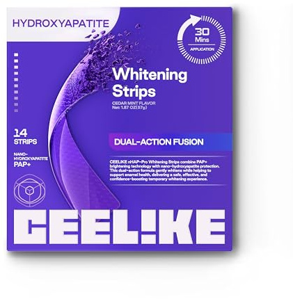 CEELIKE Bandes blanchissantes violettes pour les dents - PAP + nHAP - Technologie violette correctrice - 14 bandes (7 utilisations) - Adaptées aux dents sensibles