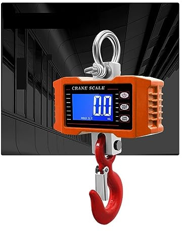 Escala colgante Báscula portátil colgante Digital de 500Kg/1000Kg, báscula grúa, servicio pesado, gancho Industrial con retroiluminación LCD, cambio unidad(LCD 1000KG Orange)