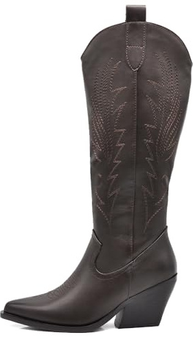 IF Fashion Stivali Cowboy Western Texani Scarpe da Donna A Punta Camperos GA021 T.moro N.40