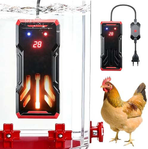 Chauffage Immersion, 100 W Chauffage D'aquarium pour Abreuvoir à Poules | Contrôleur Thermostat LED Protection Contre Surchauffe Régulation Précis Température Réglable