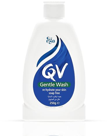 QV Gentle Wash (250g) for Dry, Sensitive Skin, pH Balanced, Unscented, Soap Free Body Wash, Moisturising Soap alternative that lathers for Dry Skin, Eczema, Psoriasis, Dermatitis