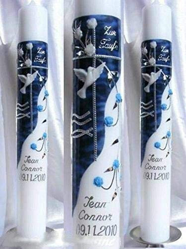 Cierge de baptême et de communion pour garçon et fille 400/40 mm VT-25 avec accessoires pour écrire soi-même