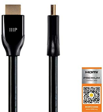 Monoprice 4K Certified Premium High Speed HDMI Cable - 4K60Hz, 18Gbps, HDR, 25ft, Black