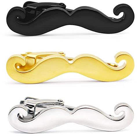 3 Stück Honey Bear Herren Kinder Bart Krawattennadel Set Krawattenklammer für schmale/normale Größe Krawatten Edelstahl Tie Clip (3.8cm ohne Box)