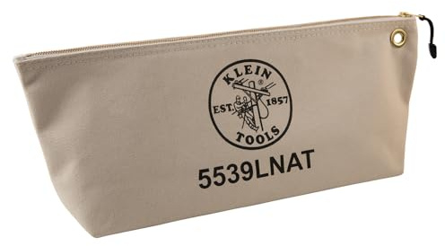 Canvas Zipper Pouch, 40.6 cm Tool Bag Storage Organizer, Natural Klein Tools 5539LNAT