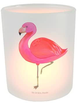 Mr. & Mrs. Panda Deko Windlicht Flamingo Classic - Geschenk, Spruch, Tochter, Stolz, Teelichter, Kerzenglas, stolz, Glas Windlicht, für Mich,