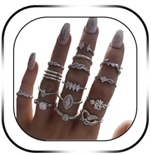 BELICEY 9-15PCS Knuckle Stacking Rings Set for Women Crystal Rhinestone Finger Statement Ring Sets Vintage Joint Knot Mid Rings Stackable Rings Jewelry Accessories (Silver-Cryst Rhinestone)
