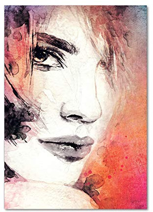 Tulup Glas-Bild 70x100cm - Wandbild Glas Wandkunst - Wandbild gehärtetem Sicherheitsglas - Dekorative Wand Küche Wohnzimmer - Abstraktion einer Frau