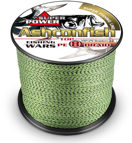Ashconfish Braided Fishing Line-8 Strands Super Strong Fishing Wire 100M/109Yards 10LB-Abrasion Resistant Braided Lines-Incredible Superline-Zero Stretch-Superfine Diameter-Black and Yellow