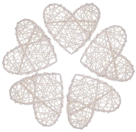 IMIKEYA 5pcs Vintage Wicker Hearts Wreath for Wall Hanging Decorative Heart Rattan Balls DIY Artificial Grapevine Heart Pendants for Wedding Birthday Party 16cm White