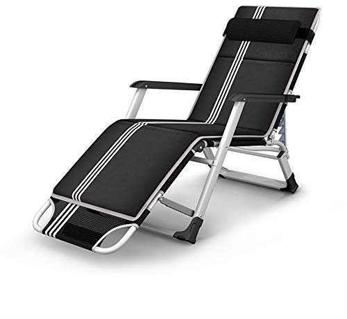FUFU Deckchairs Liegestuhl, Zero Gravity Stuhl Lounge Patio Stühle für Outdoor Yard Beach verstellbare Liege mit Kopfstütze Unterstützung 440lbs schwarz Klappbar