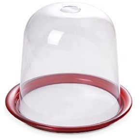 Panera con campana transparente y bandeja diám. interior 25 y diámetro exterior 33 rojo rubí