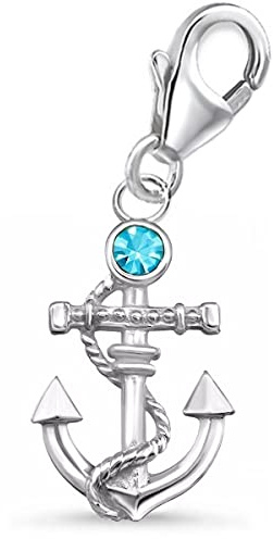 Anker Charm Anhänger für Bettelarmband aus 925 Sterling-Silber mit Zirkonia